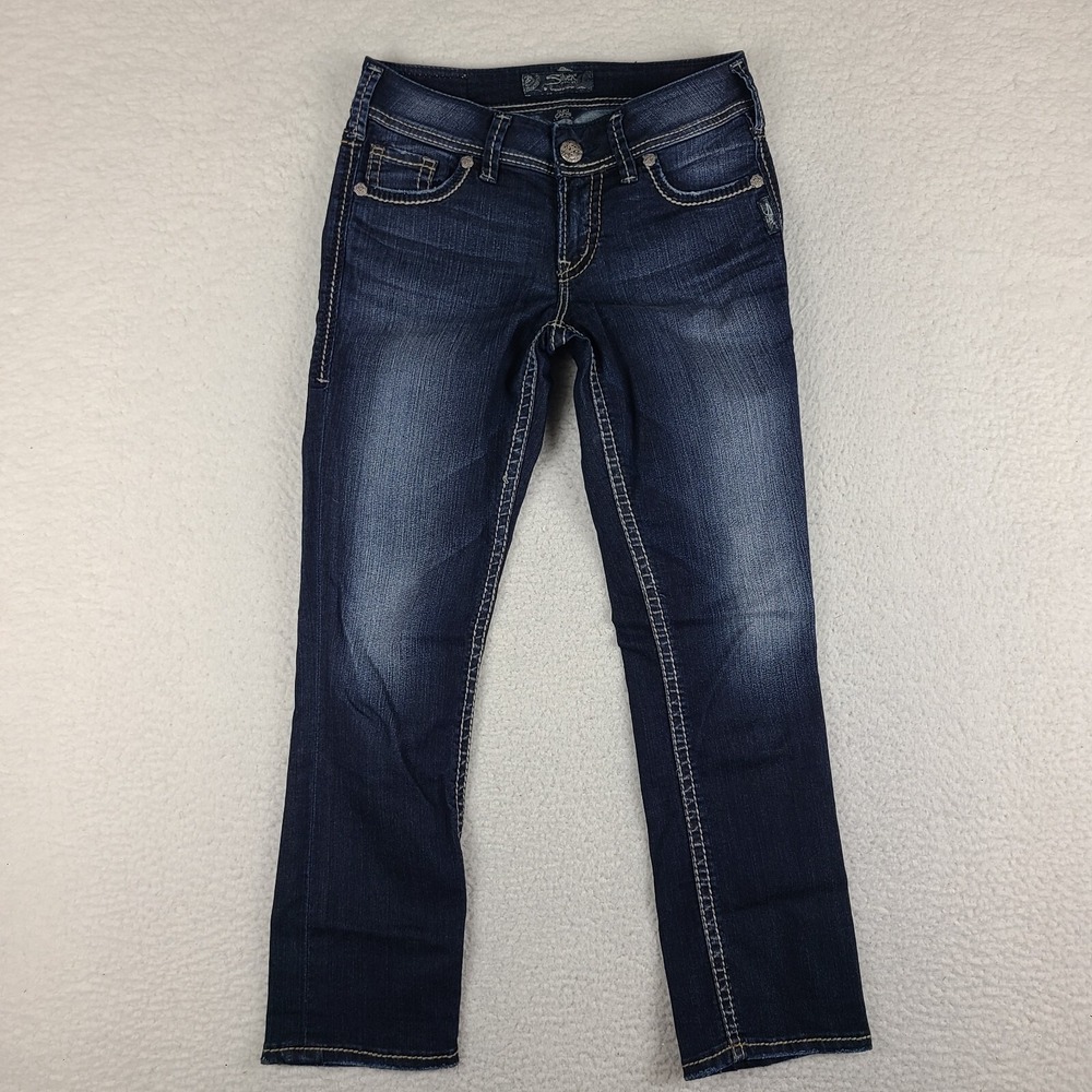 Silver Jeans Womens 26 Blue Suki Capri Dark Wash Denim
